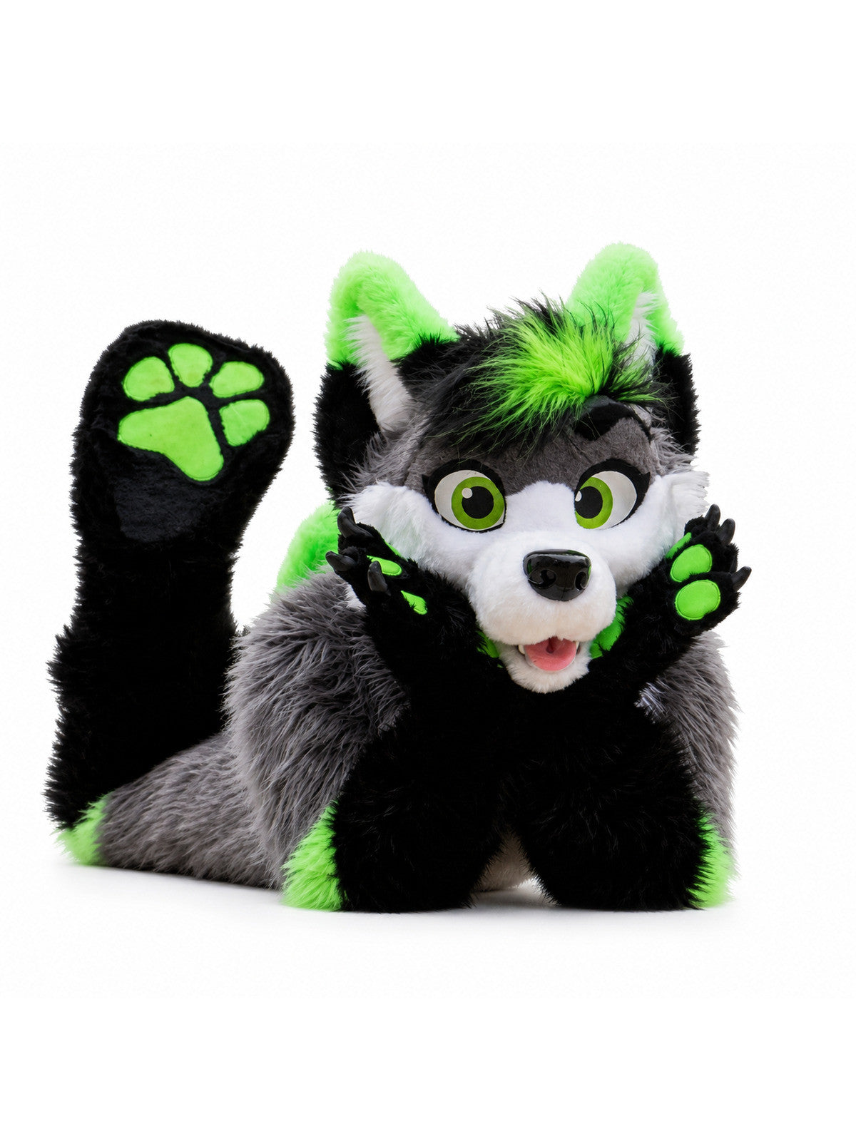 Green Grey White Long Fur Husky Dog Fox Purple Blue Mascot Costume Fursuit