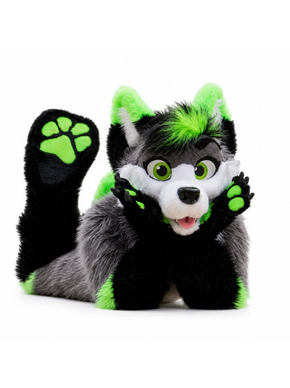 Green Grey White Long Fur Husky Dog Fox Purple Blue Mascot Costume Fursuit