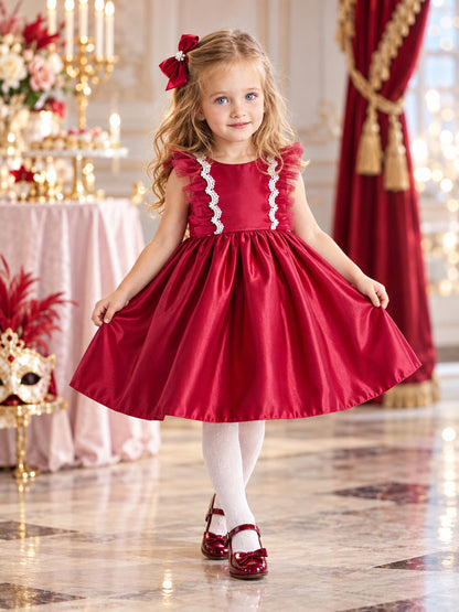 Burgundy Lace Girls' Party Dress