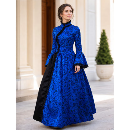 Vintage-style dress with a high neck and lace lifestyle view