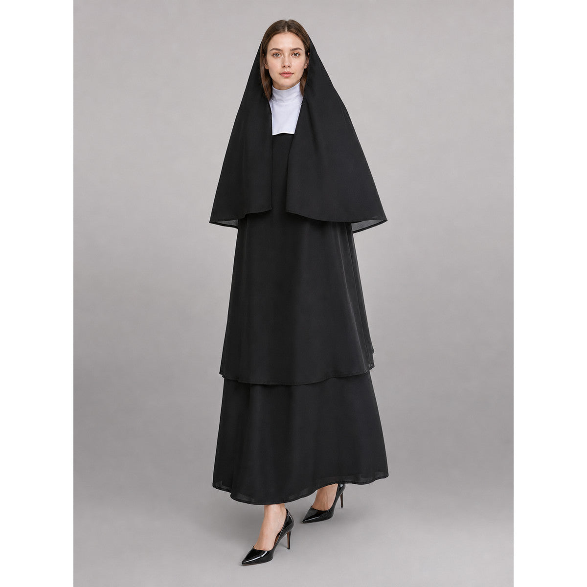 Black Carnival Cloak with White Headpiece