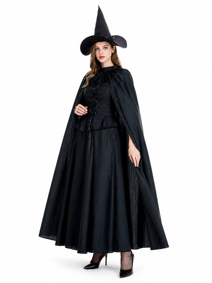 Black Carnival Costume with Cape and Pointed Hat Costume Capes detail
