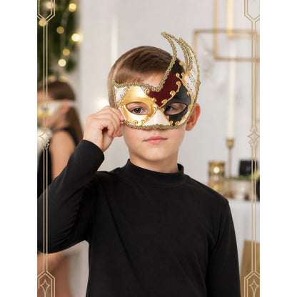 Black-and-White Carnival Mask with Red and Gold lifestyle view