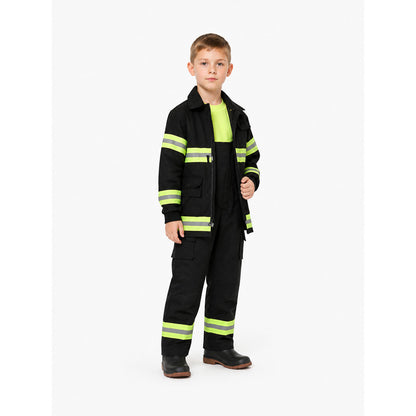 Children’s firefighter costume with reflective stripes