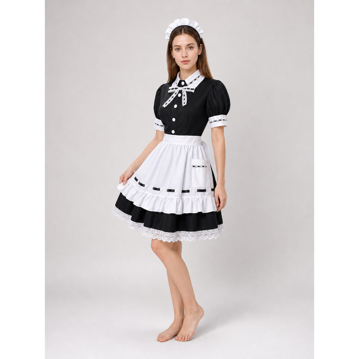 Black-and-White Maid Costume with Apron and Accessories Costume Accessories detail