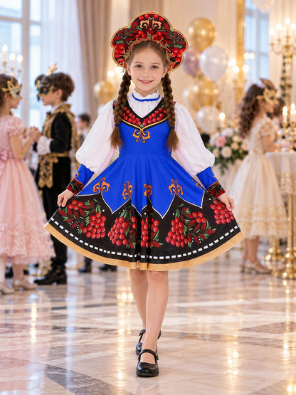 Kids' Stage Costume Sundress Russian Folk Style Blue