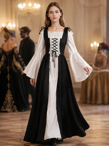 Long Medieval-Style Dress with Lace-Up Detail lifestyle view