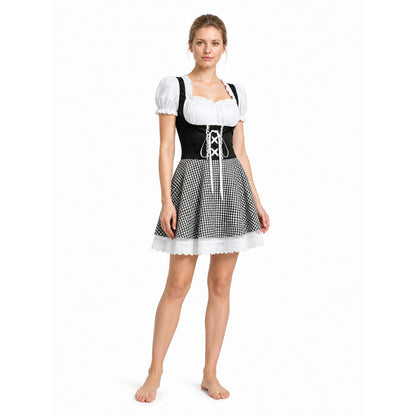 Folk-Style Costume Dress with Plaid Skirt Costume Dresses detail