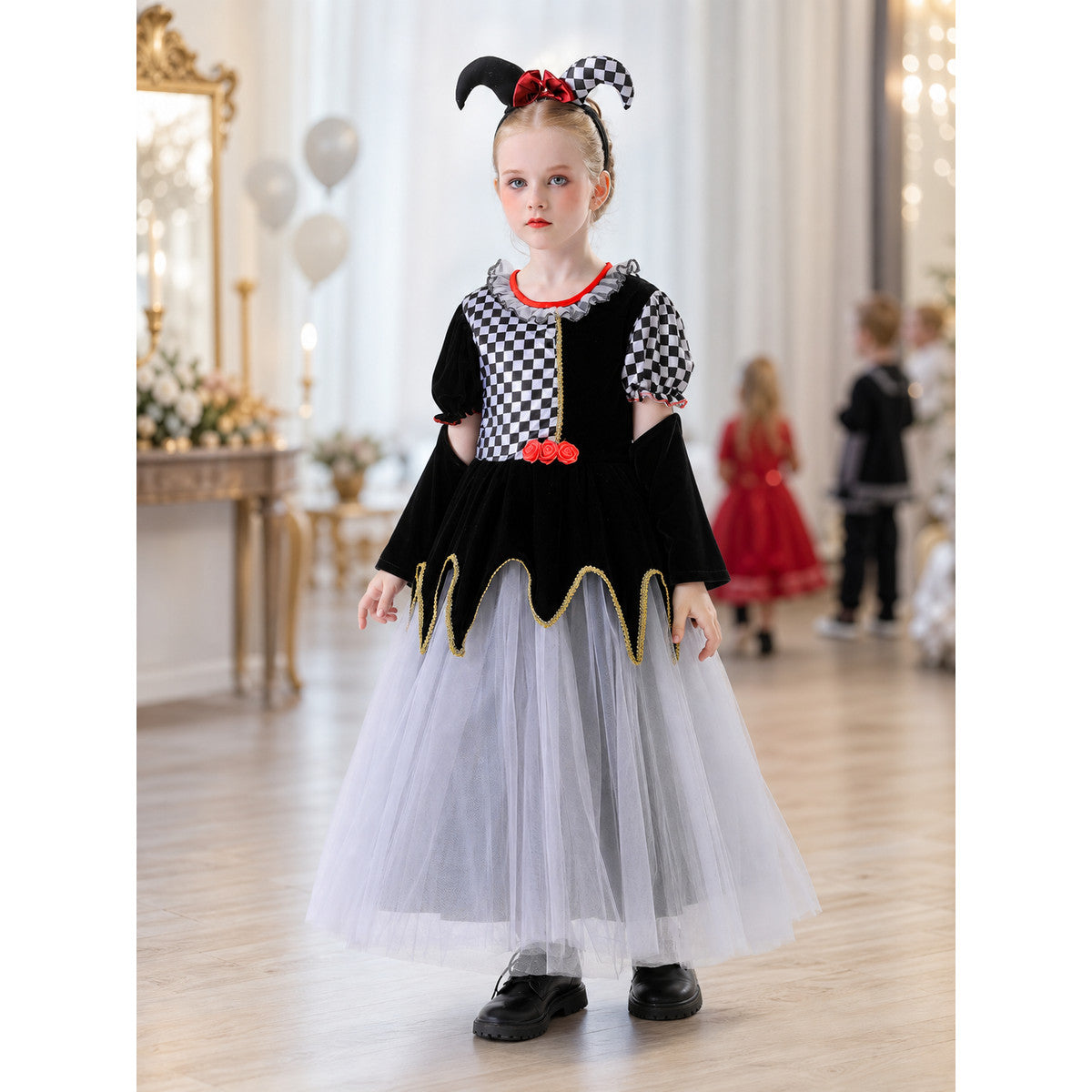 Costume Dress with a Plaid Bodice and Full Skirt