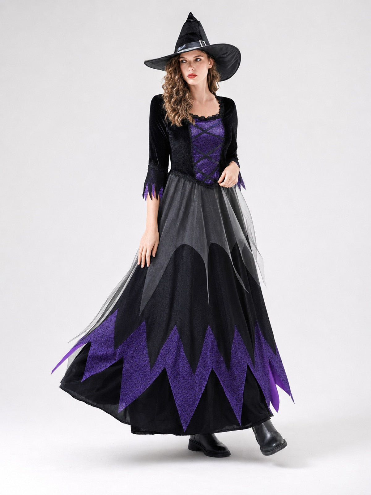 Cosplay Costume: Black and Purple Dress and Hat