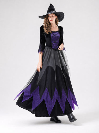 Cosplay Costume: Black and Purple Dress and Hat