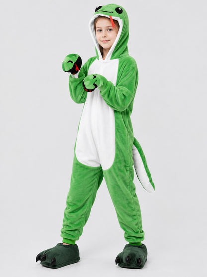 Green Dinosaur Hooded Pajama Jumpsuit