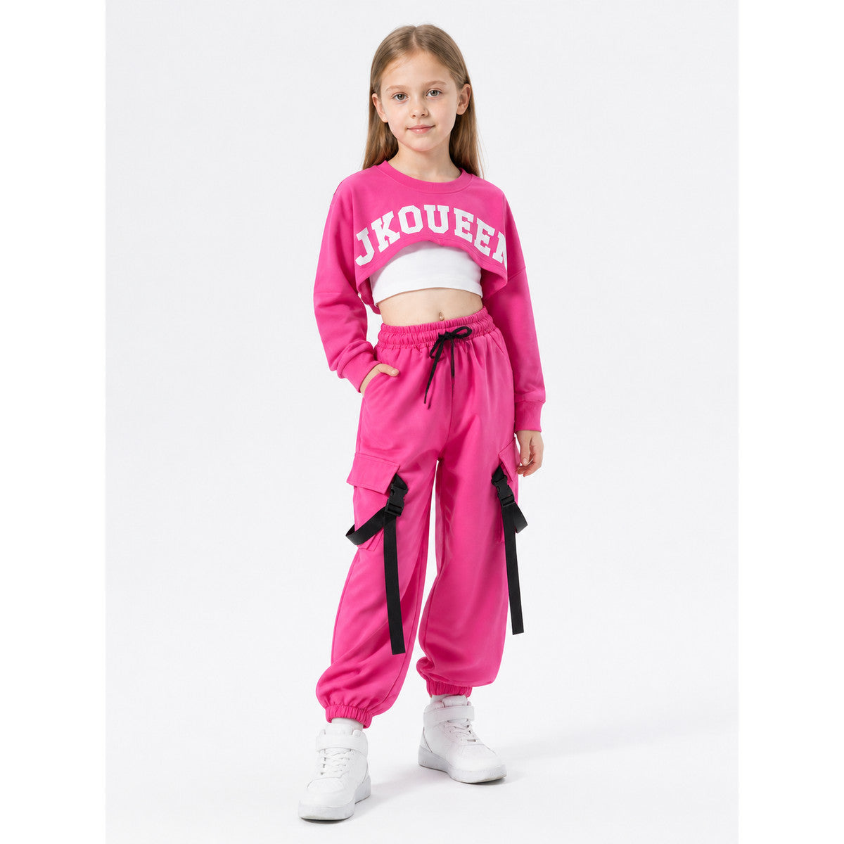 Kids' Pink Dance Costume with Top and Cargo Pants Costumes detail
