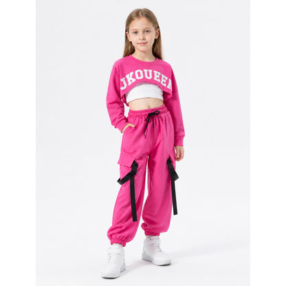 Kids' Pink Dance Costume with Top and Cargo Pants Costumes detail