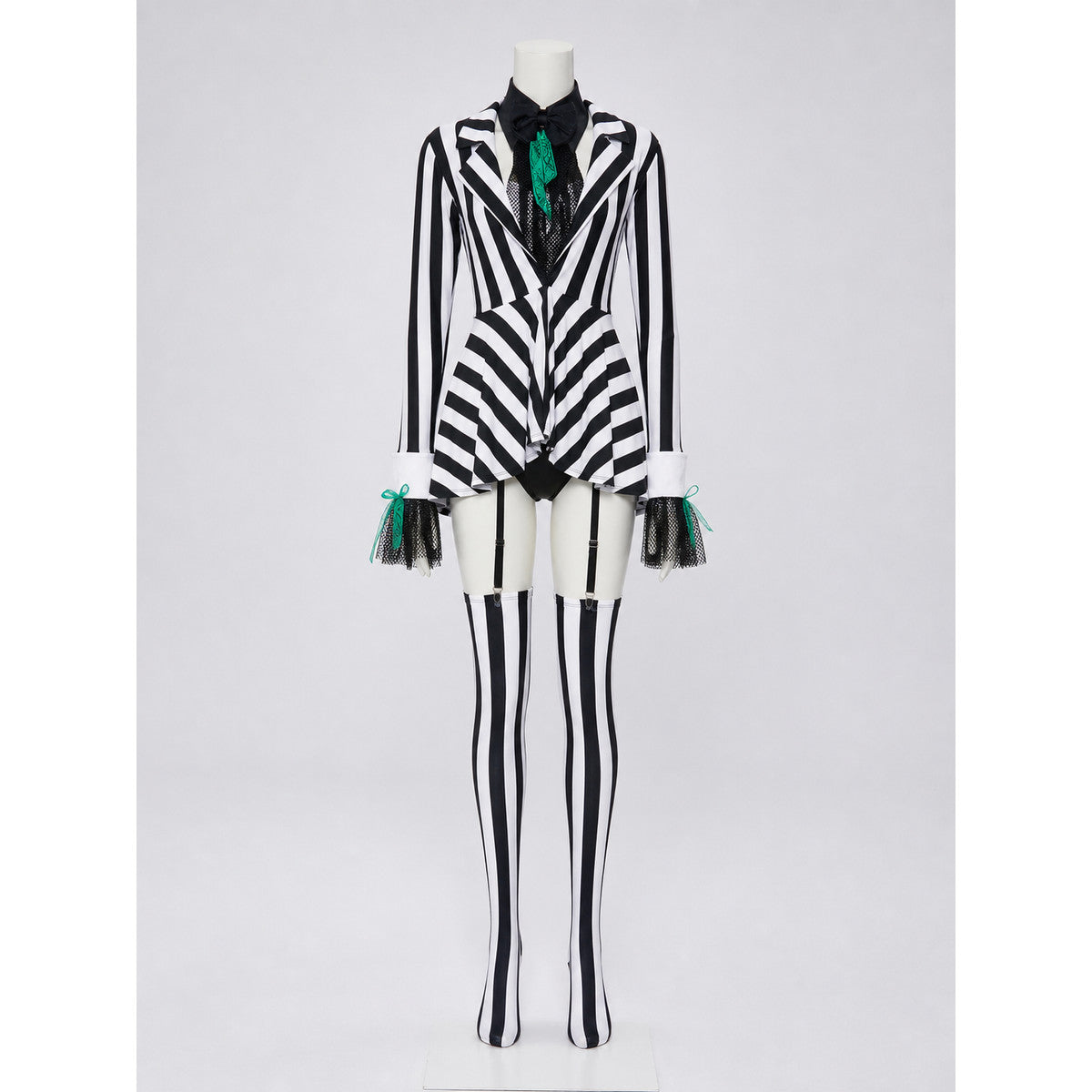 Circus Clown Costume with Black-and-White Stripes