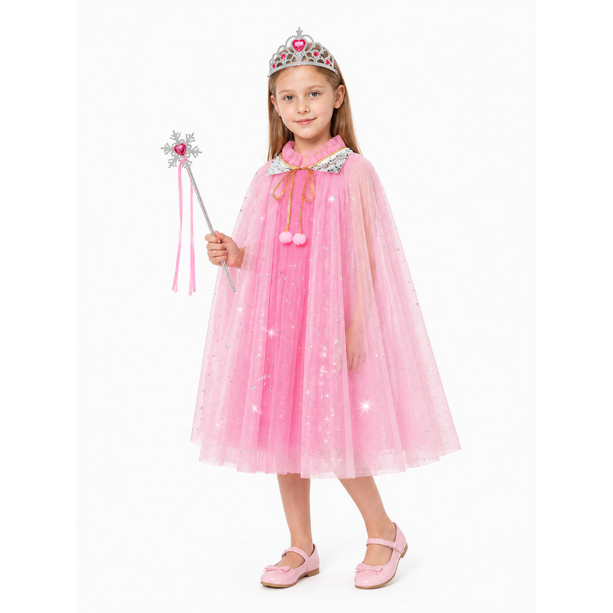 Children's Halloween Cape with Crown and Wand Costume Capes detail