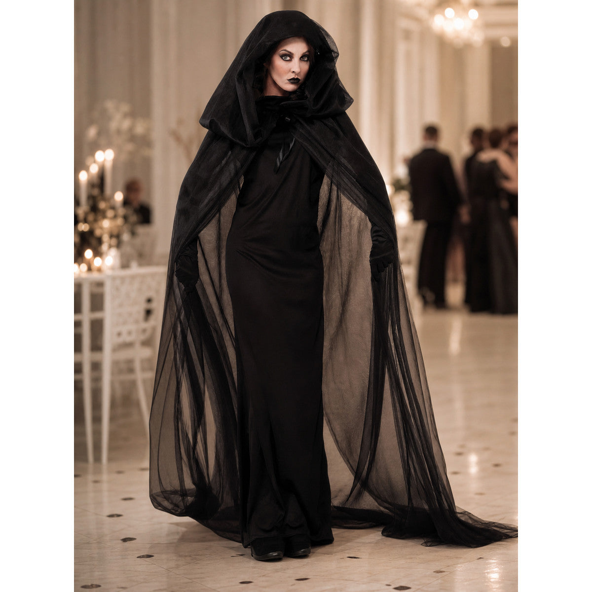 Black Gothic Cape with a Large Hood