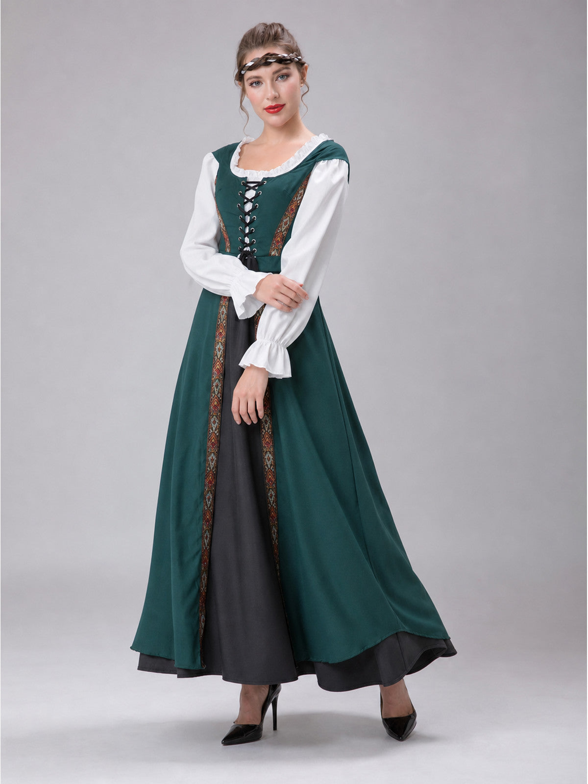 Retro Court-Style Dress with Headpiece