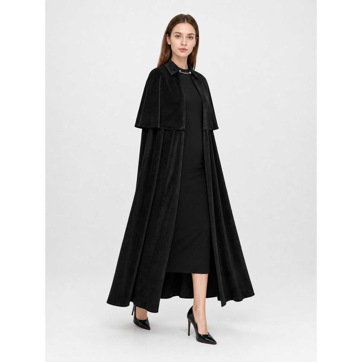 Black Carnival Cape with High Collar lifestyle