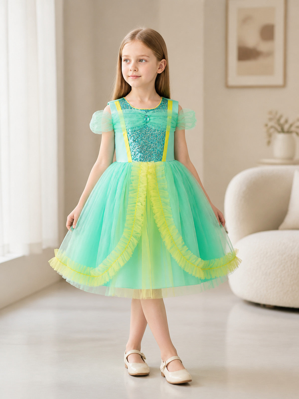 Green Sequin Party Dress lifestyle view