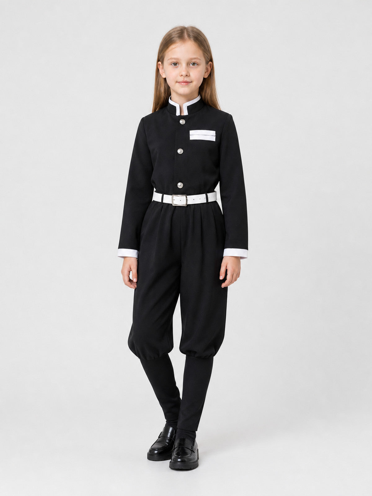 Shinobu Butterfly Cosplay Costume, Black Set with Belt Costumes detail