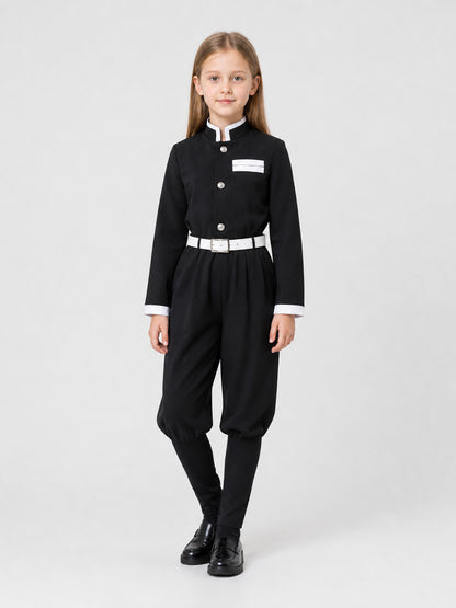 Shinobu Butterfly Cosplay Costume, Black Set with Belt Costumes detail