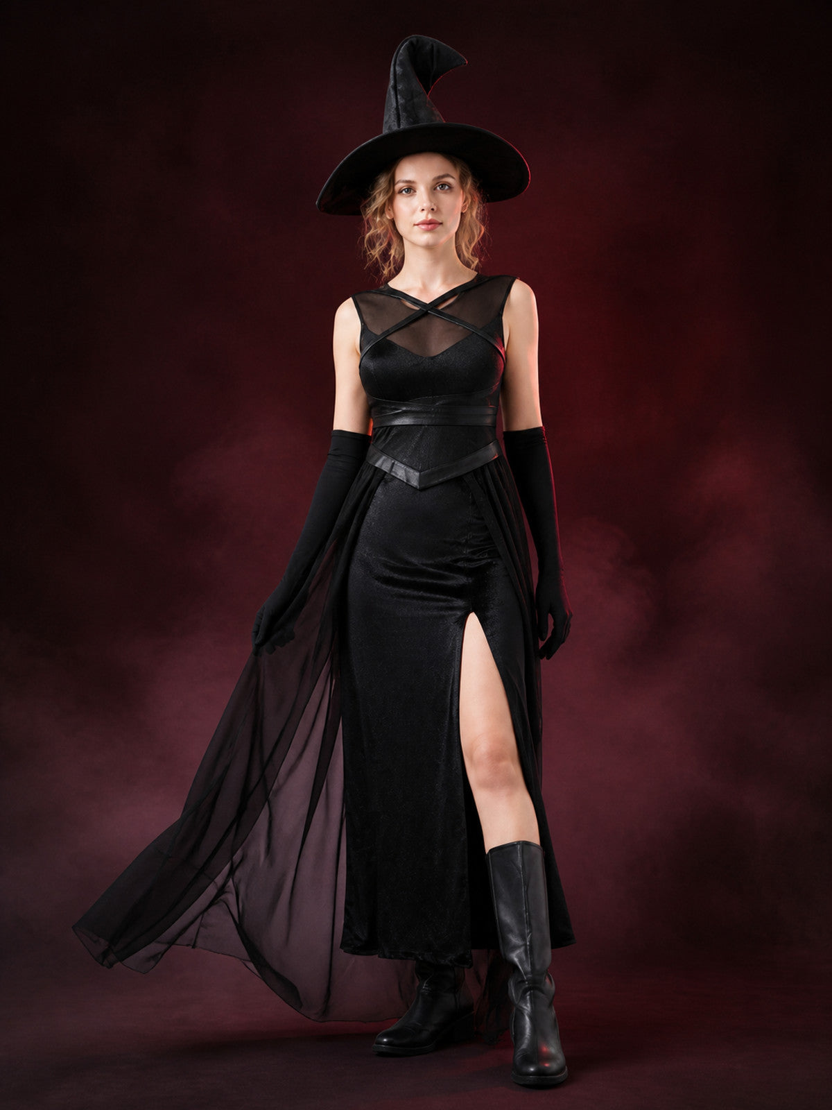 Witch Costume with Chiffon Skirt and Hat main product view