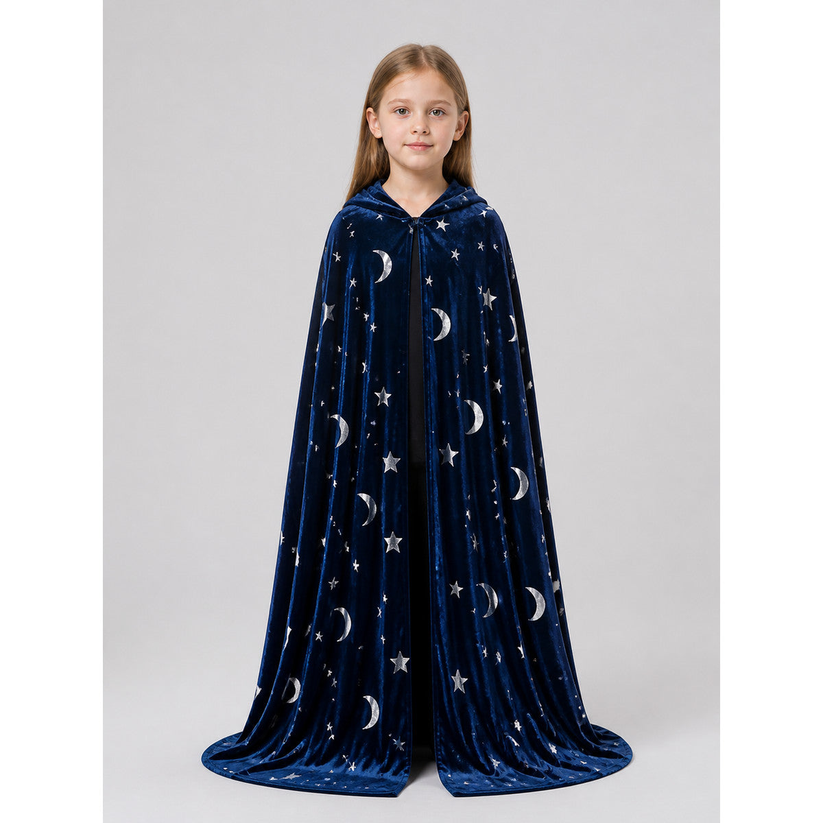 Long Hooded Halloween Cape with Stars and Moons Costume Capes detail