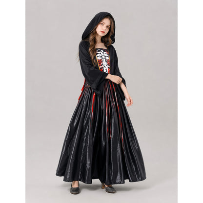 Hooded Cosplay Costume with Striped Skirt Costumes detail