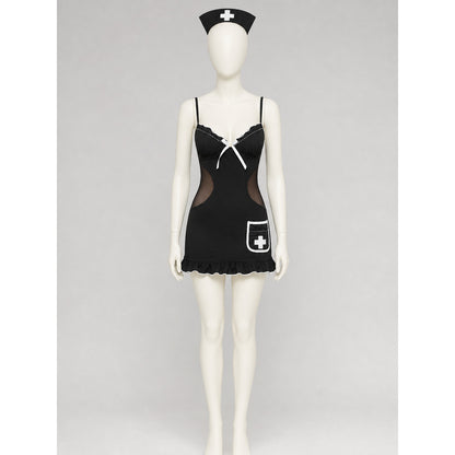 Nurse Costume with Mesh, Bow, and Ruffles