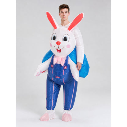 Inflatable Rabbit Costume with Blue Overalls lifestyle