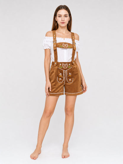 Brown Bavarian-Style Stage Costume with Embroidery