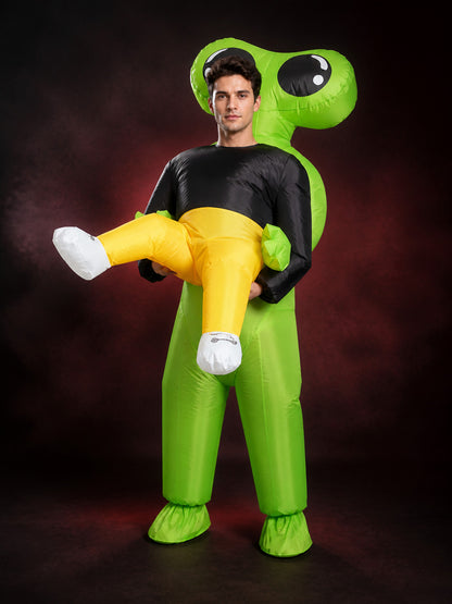 Adult Alien Inflatable Costume, Funny Halloween Outfit with Oversized Alien Head main product view