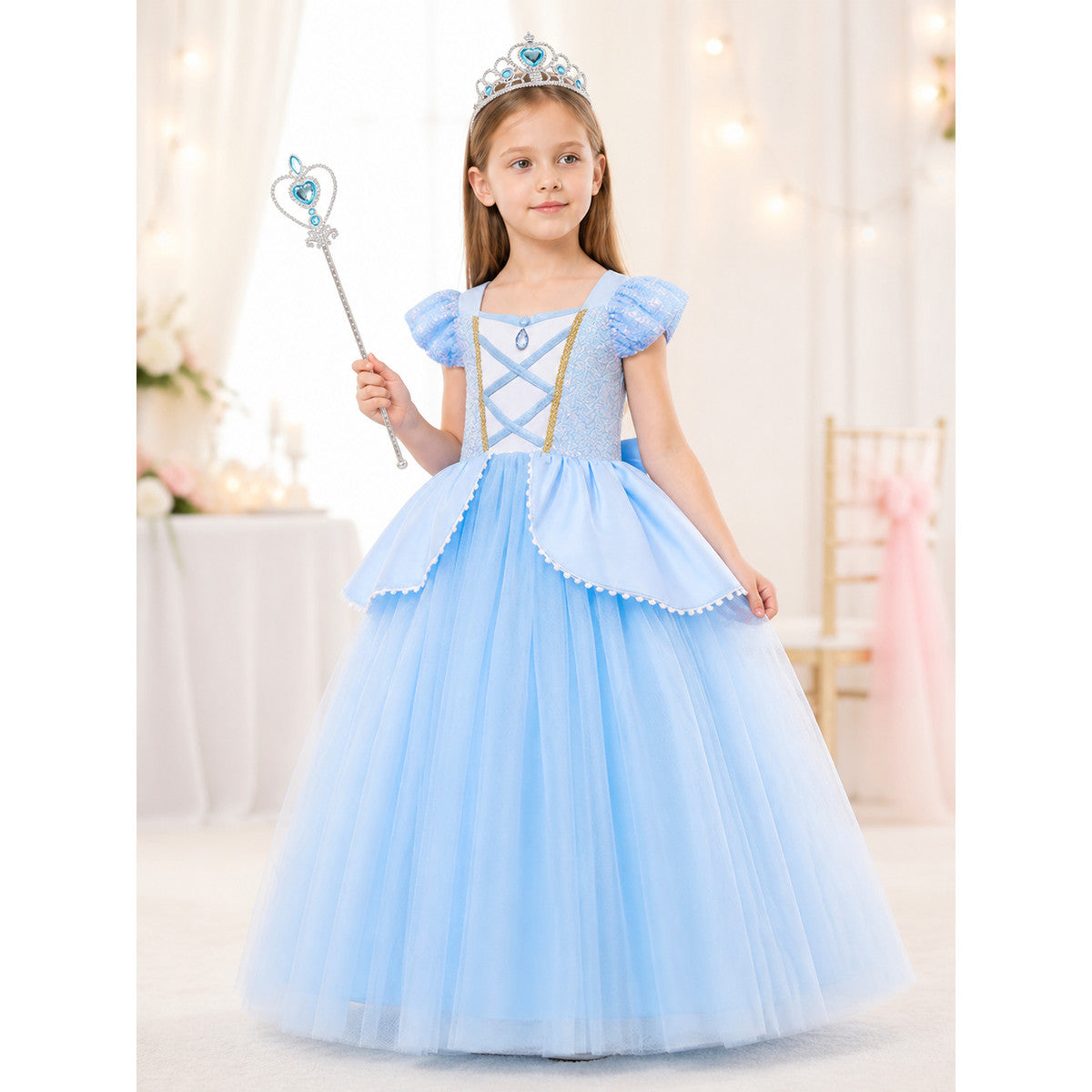 Princess Carnival Costume with Crown for Cosplay lifestyle view