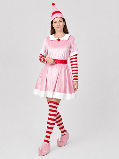 Christmas Elf Costume with Dress, Hat, and Leg Warmers Costume Dresses detail