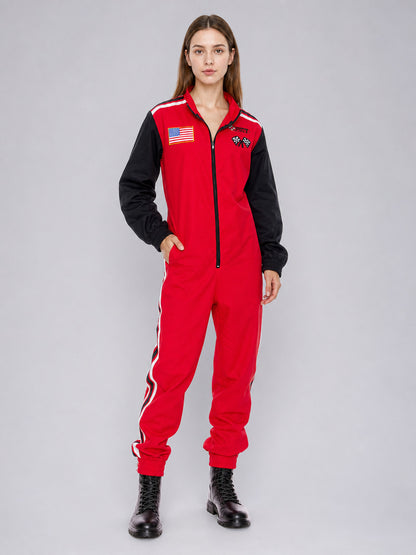 Motorsport-Style Jumpsuit with Flags