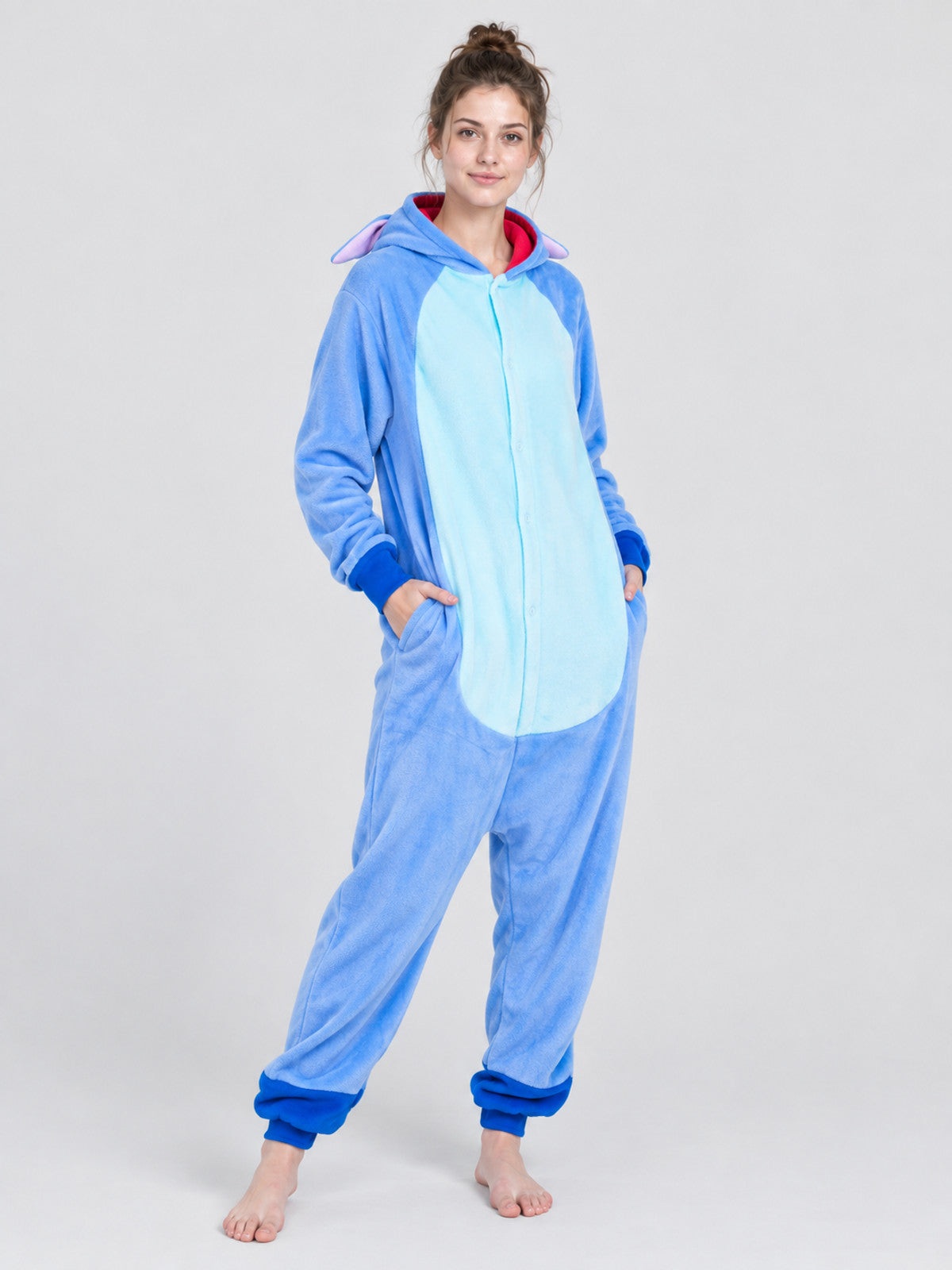 Blue Hooded Pajama Jumpsuit with Ears