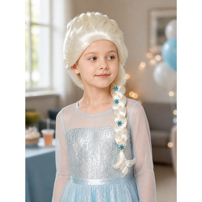 Platinum Carnival Wig with Braid for Halloween lifestyle view