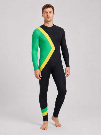 Cosplay Bobsled Team Jumpsuit, Green and Yellow Costumes detail