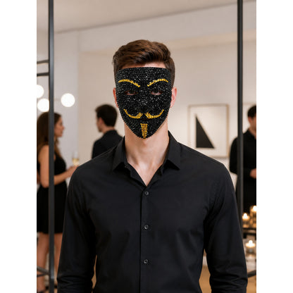 Black and Gold Carnival Mask for Halloween and Cosplay lifestyle view