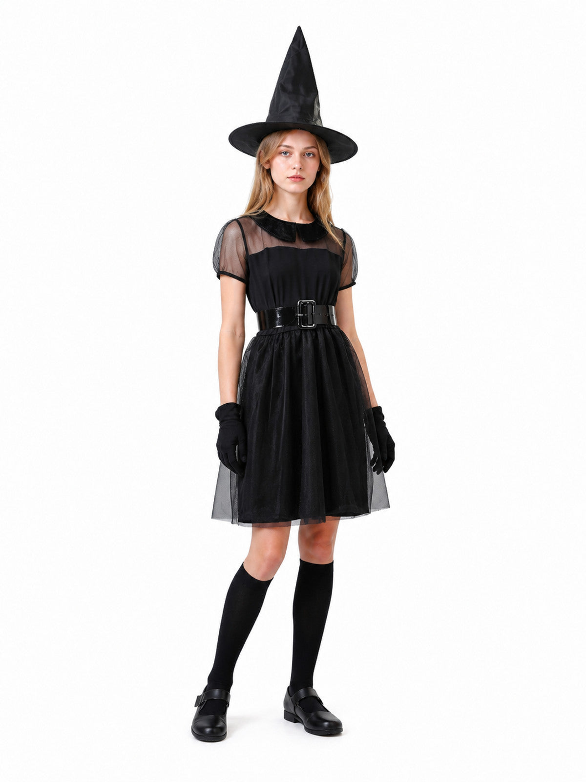 Children's black witch costume with a mesh skirt Costumes detail