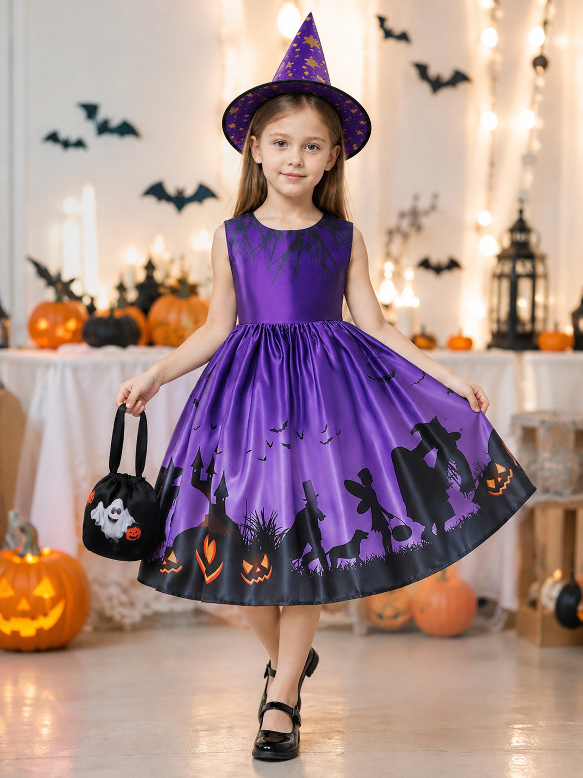 Children's Halloween Costume Dress with Hat lifestyle view
