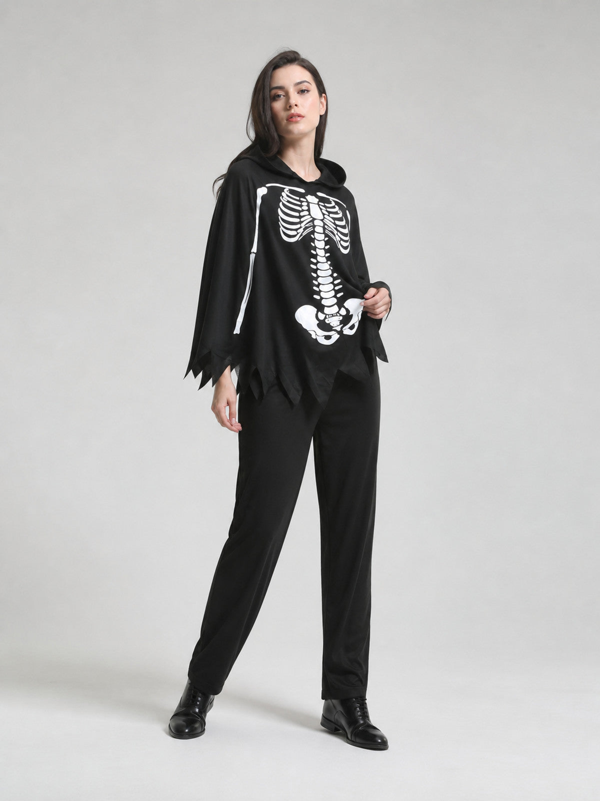 Skeleton Costume with Hood and Gloves Costumes detail