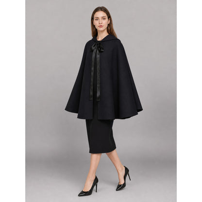 Black Costume Cloak with Hood and Ties lifestyle