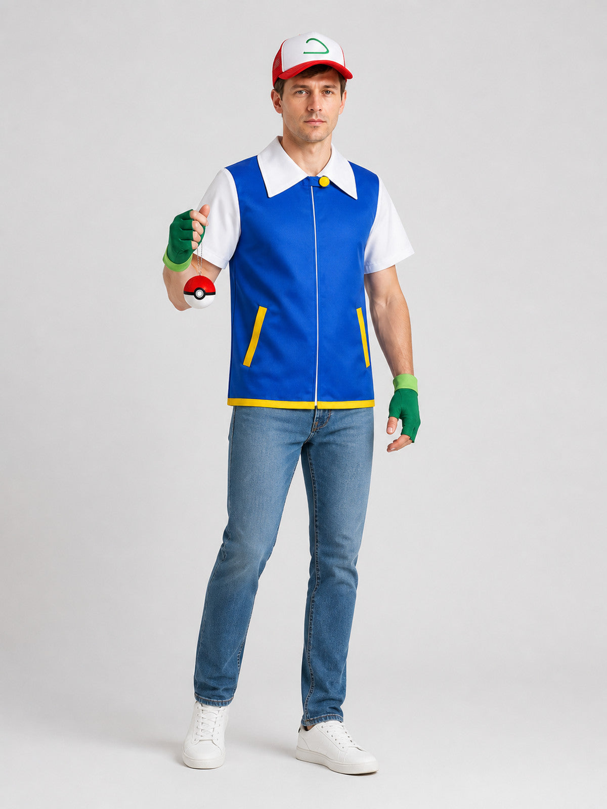 Ash from Pokémon Cosplay Costume with Cap and Accessories product detail