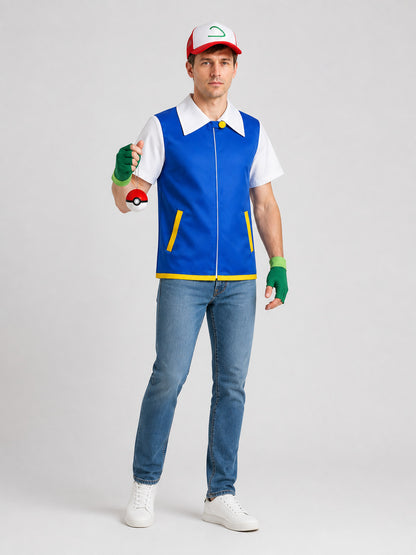 Ash from Pokémon Cosplay Costume with Cap and Accessories product detail