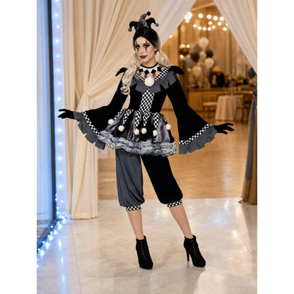 Black-and-White Jester Costume Set lifestyle