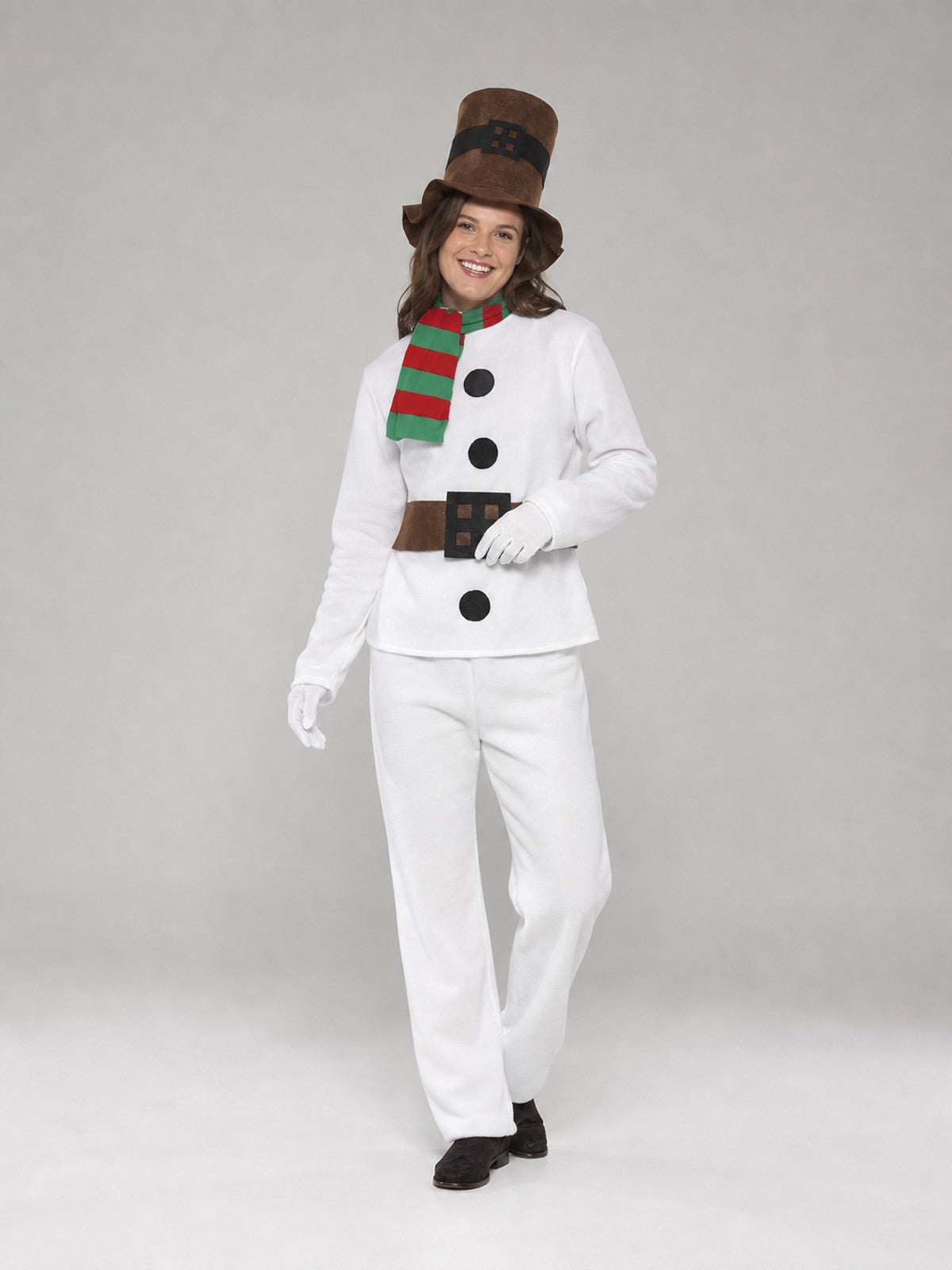 New Year's snowman costume with hat, scarf, and belt