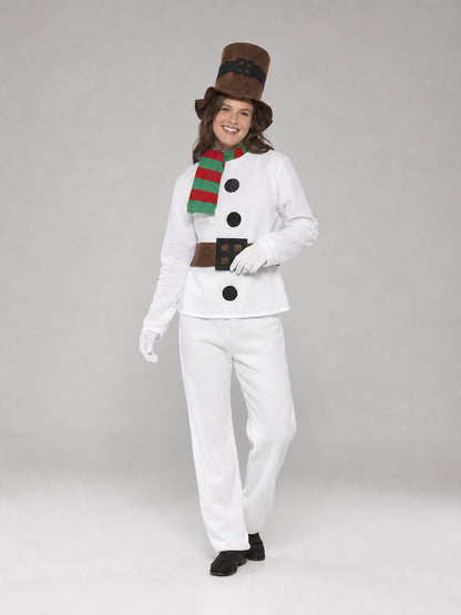 New Year's snowman costume with hat, scarf, and belt