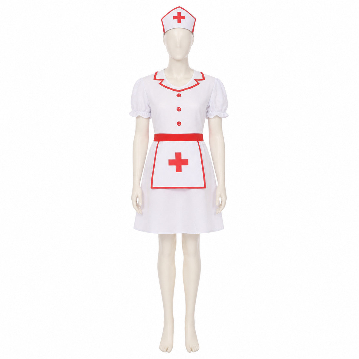 White Nurse Costume with Red Cross and Cap lifestyle